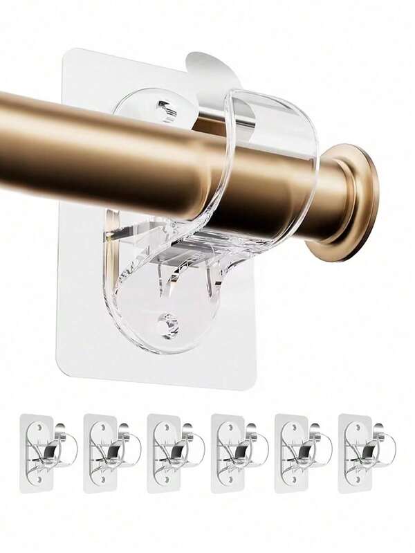 1pc No-Drill Self-Adhesive Curtain Rod Bracket, Adjustable Curtain Rod Hook Without Nails, Suitable For Bathroom, Kitchen, Hotel
