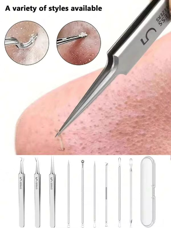 6pcs #5 Ultra-Fine Blackhead Needles, Suitable For Normal Skin, Acne Removal Tool, Elegant Design Durable, Beauty Salon Facial Care Tool, Comes With Storage Bag